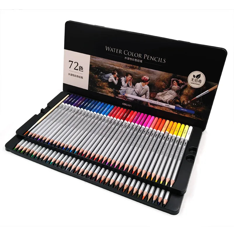 Deli 24/36/48/72 Color Pencil Set Watercolor Drawing Water Soluble Colored Pencils Coloured Pencils for Children Coloring Books