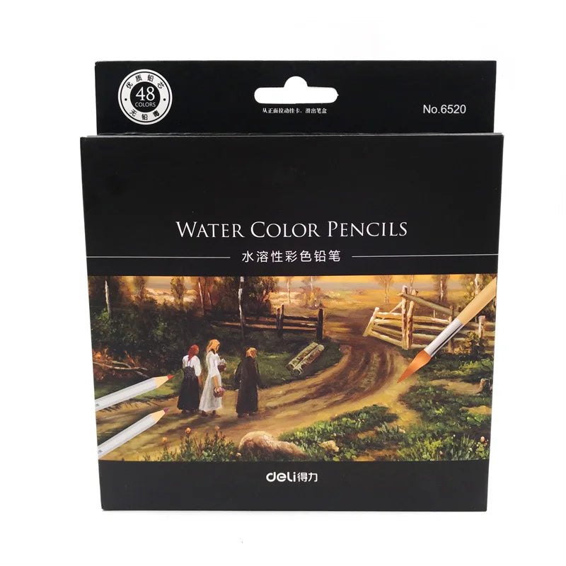 Deli 24/36/48/72 Color Pencil Set Watercolor Drawing Water Soluble Colored Pencils Coloured Pencils for Children Coloring Books