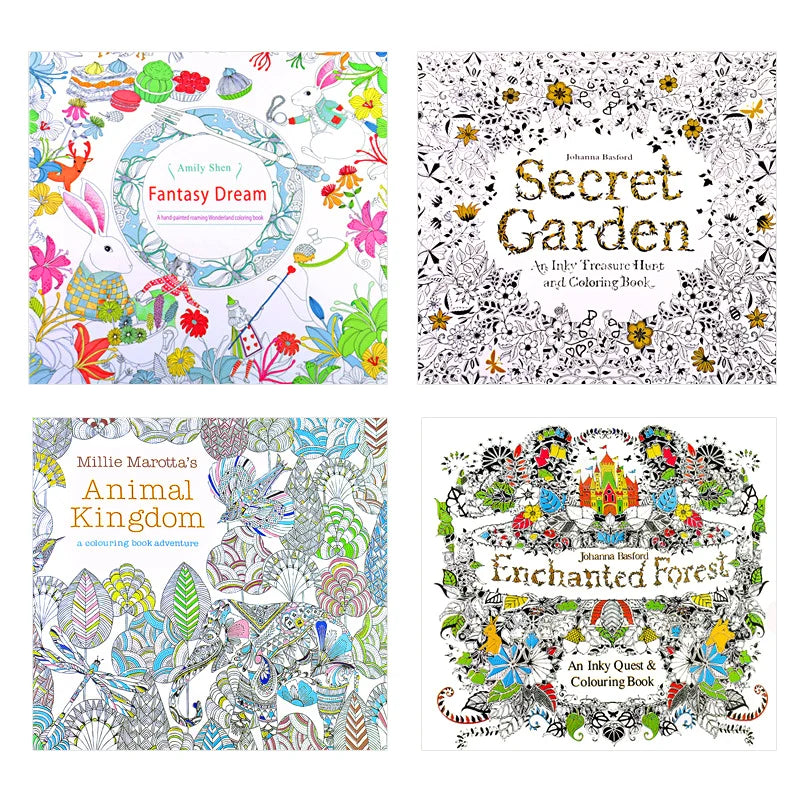 4pc 24 Page coloring book Enchanted Forest mandalas Animal kids Adult Coloring Books For adults Livre drawing/Art/colouring Book