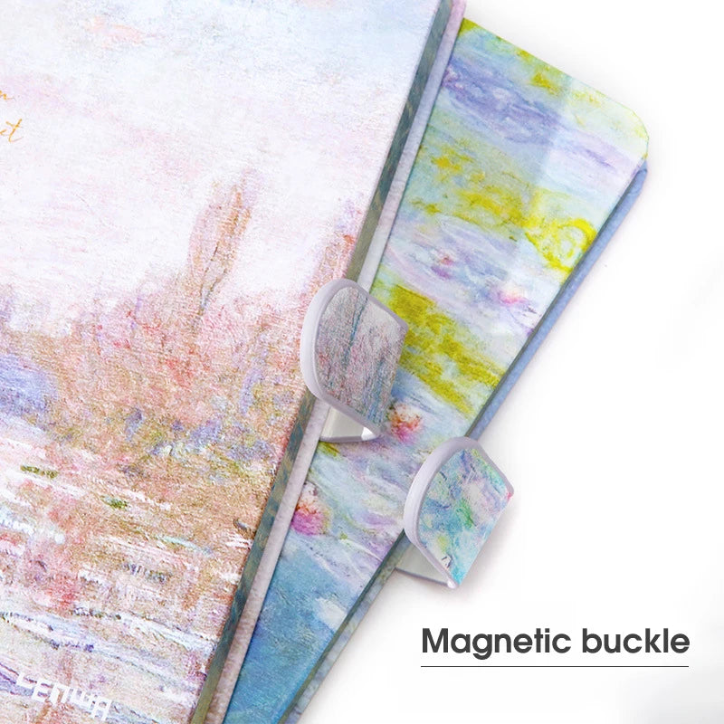 2025 New B6 Magnetic Buckle Notebook,Monet & Van Gogh Famous Painting Series,128 Sheets/Book,Full Colour Inside Pages,QP-17