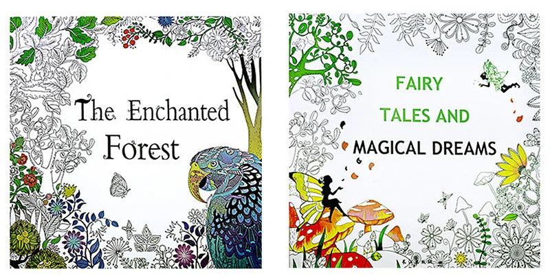 4pc 24 Page coloring book Enchanted Forest mandalas Animal kids Adult Coloring Books For adults Livre drawing/Art/colouring Book