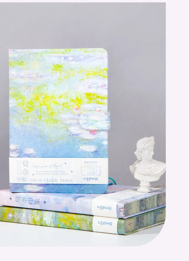 2025 New B6 Magnetic Buckle Notebook,Monet & Van Gogh Famous Painting Series,128 Sheets/Book,Full Colour Inside Pages,QP-17